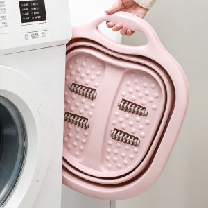 Portable Folding Foot Bath Tub Massaging Home Use Deep Bucket above Knee High Storage Compatible Bathroom/Spa Tool