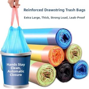 Thickened Cord Plastic Garbage Bags Creative Handheld Home Use Super Strong Drawstring Trash Bags Trendy PVC Waste Disposal