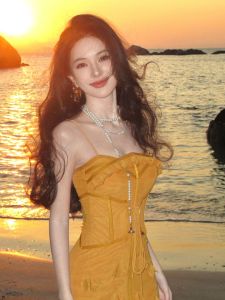 Fishbone Strap Mesh Holiday Dress Slimming Waist Evening Gown Floral Birthday Party Dress Elegant Ladylike Wrap around Skirt