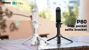Remax Selfie stick mini P80 - ไม้เซลฟี่ หมุน 360 องศา เชื่อมต่อบลูทูธ มาพร้อมสายคล้อง