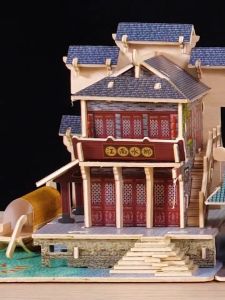 Đồ chơi lắp ráp gỗ 3D Bộ 4 Mô hình Nhà cổ Giang Nam Laser - Tặng kèm đèn LED