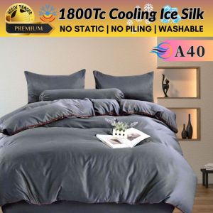 DREAMLUX 1800Tc Ice Silk Bedsheet Super King 6in1 | No Comforter | Cadar Sejuk Cooling Bedding 冰丝床单