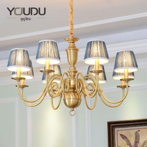 YOUDU | American Mediterranean Blue European Bedroom Princess Kids Room Copper Chandelier