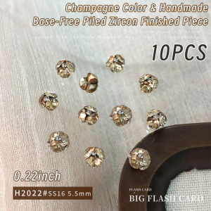 10/14Pcs 3D Mini Champagne Zircon Nail Art Rhinestones SS6-SS28 No Base Piled Diamond Nail Charms Luxury Nails Decorations Gems
