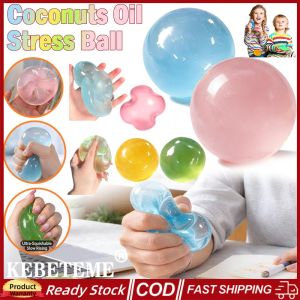 KEBETEME 4pcs Coconut Oil Squishy Stress Ball Slow Rising Shapeable Translucent Sensory Fidget Toy for Anxiety Relief Stress Relief Squeeze Toy for Kids Adults