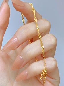 Non-fading Washable 18K Gold Wave Pattern Womens Bracelet Premium Sensation Titanium Steel Jewelry Fresh out Original Design
