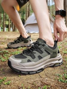 Jeep | Jeep Mens Outdoor Climbing Shoes Anti-Slip Breathable Hiking Shoes Thick Bottom Shock Absorption High Mesh Hole Sand Proof