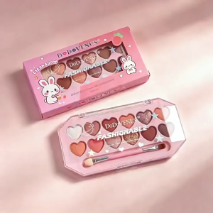 12-Color Heart-Shaped Eyeshadow Palette – Warm Earth Tones Matte and Shimmer Finishes