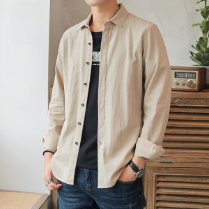 ROMON | Lormen Pure Cotton Long Sleeve Shirt Casual Loose Fit Mens Fashionable Workwear Outerwear Iron Free Trendy Autumn New Arrival