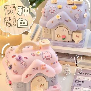 Large Capacity Cartoon Baby Money Box Childrens Savings Can Multi-Function Plastic Money House Cute Storage Box