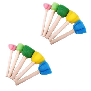 Foam Sponge Brush with Wooden Handle Round Flower Multi Size Painting Tools for Kids Children DIY Acrylic Watercolor Varnishes