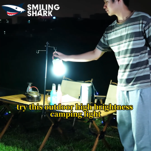 LED แคมป์ LY8310ฉลามยิ้ม4โหมดโป๊ะแสงสีขาวนวลหดได้18650 Type-C แคมป์กลางแจ้งกันน้ำไฟฉายเดินป่าแบบชาร์จได้