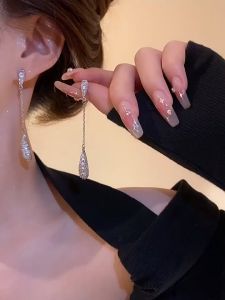 ES69185 Earrings: Korean Water Droplet Chain Tassel Jewelry