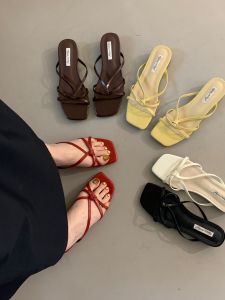 Korean Style Flat Strappy Slip-On Platform Sandals