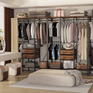 WISFOR XXL ชั้นวางชุดลุยงานหนักตู้เสื้อผ้าเปิดได้ราวเสื้อผ้าตู้เก็บของที่แขวนโค้ทกันฝุ่นสำหรับห้องนอนห้องเก็บเสื้อคลุม