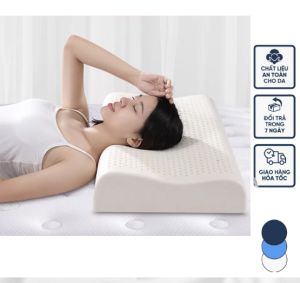 🔥SALE LỚN MẪU MỚI 2022🔥 Gối nằm cao su non tự nhiên gợn sóng chống đau chống ngáy gối cao su thiên nhiên 100% latex nhập khẩu Thái Lan - Xưởng may phi lụa