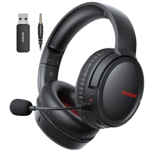 BINNUNE Wireless Gaming Headset with Mic Lightweight Over-Ear Gaming Headphones Low Latency Bluetooth Noise Cancelling Mic