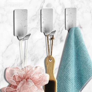 6Pcs Adhesive Stainless Steel Towel Racks Wall Hooks/Heavy Duty Wall Hooks Hangers