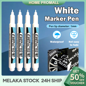 White Marker Pen 1.0mm Oil-Based Quick Drying White Markers Pen Waterproof Tire Painting Art Supplies Painting Highlight Marker Pen 白色记号笔