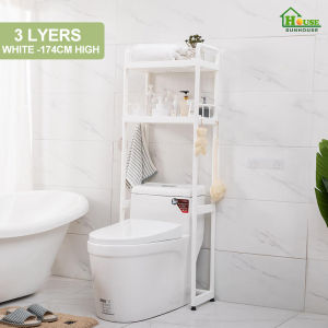 Ship in 24hours🔥3-Tier Plastic Bathroom Organization Toilet Rack Space Saver Smart Shelf Organizer Bathroom Over Toilet/Washing Machine Storage Rack High Quality PP 2 Tiers