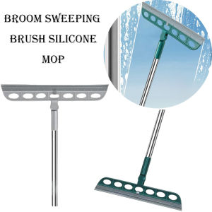 Magic Broom Sweeping Brush Silicone Mop Streak Free Floor Window Cleaner No Water Marks Pet Hair Tangle Free Wide Rubber Head Er