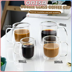Double Wall Glass Cup Coffee Mug Heat-resistant Milk Tea Glass Cups with Handle 150-450ml