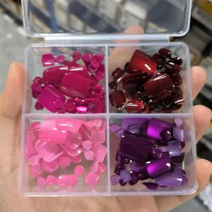 96pcs 4Colors Cats Eye Fake Toenails Short Square Full Cover Press On Toe Nails for Christmas Valentines Day Women False Nails