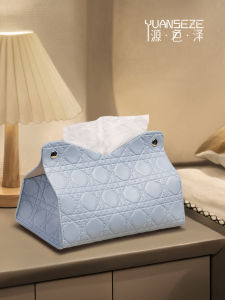 Luxurious Spring Style Artificial Leather Tissue Box Living Room Coffee Table Storage Box Multi-Function Tissue Holder