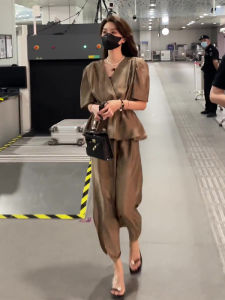 Black French Style Business Casual Set for Women Commute Suit Top plus Halter Skirt Polyester Fiber Summer New Arrival