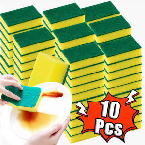10Pcs Kitchen Dishwashing Sponges Double Sided Water Absorption Cleaning Sponge Wipes Multifunctional Magic Sponge Wipe Household Pot Cleaning Brush Scrubbing Pad