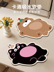 Dopamine Cartoon Heat Resistant Coaster Kitchen Countertop Drain Mat Silicon Dendroid Absorbent Coffee Machine Pad Anti-Scalding Cup Mat