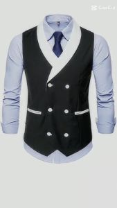 Áo gile áo gile nam cúc bấm đối xứng 2 hàng hàng thiết kế may - H66