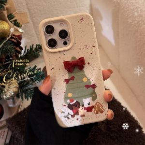 น่ารักต้นคริสต์มาสสําหรับiPhone 16 15 14 Pro Max 13 12 11 Vintage Santa Soft Matteกันกระแทก