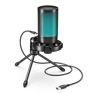 FIFINE | AmpliGame by FIFINE RGB USB Gaming Microphone with Light-touch MuteCondenser Mic with Tripod for PCPS4/5Laptop Streaming-A2