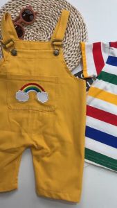 bambeau Babys Clothing Set 0-5 Year Old Striped Rainbow Color Childrens Short Sleeve Clothing Suitable for Boys and Girls