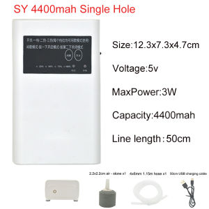 Aquarium USB Oxygen Air Pump Fish Tank Compressor Aerator Chargeable Silent Adjustable Air Volume Portable for Outdoor Fishing