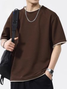 ROMON | Lomond Ice Silk Loose Fit Thin Short Sleeve Round Neck T-Shirt Youth Summer Breathable Comfortable Casual Solid Color Top