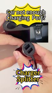 Baseus 2 USB Dual USB Car Charge with 2 point dual point Cigarete port splitter mouth port output 12-24V input Car Video Recorder Carcam Charger Extra Cigarete Port (Black)