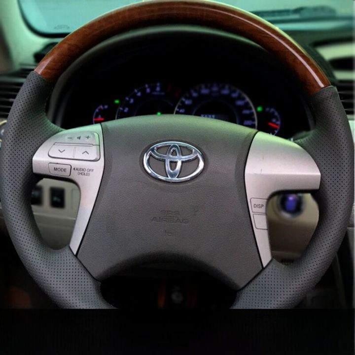 Custom Fit Leather Steering Wheel Cover for Toyota Camry 6th Gen Hand Sewn Full Or Semi Wrap Car Specific Design All Seasons