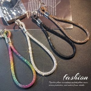 Glitter Flashy Rhinestone Cell Phone Charm Lanyard for iPhone Diamond Crystal Phone Wrist Straps Keychain Hanging Anti-lost Rop