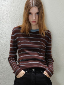 French Vintage Color Block Stripe Knitted Sweater