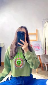 Sweater Crop Wanita OHIO STATE FLEECE Sweater Wanita Crop Korean Styles Terlaris