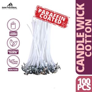 RMPH 19CM Paraffin Coated Candle Wick Smokeless Wax Pure Cotton Wick DIY Candle Making Pack of 100 - Candle Making Soy Organics Paraffin Palm Art & Crafts Kit for Adults Beginner Kids Supplies Raw Material Philippines Soy Wax Paraffin Wax