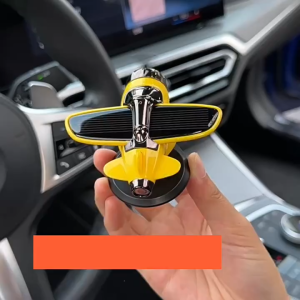 Solar Energy Aircraft Model Alloy Airplane for Car Home Decor Car Solar Airplane Ornaments 360° Rotary