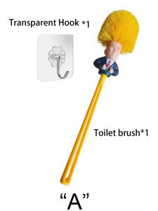 Funny Yellow Hair Cartoon Toilet Brush with Holder | Creative Bathroom Cleaner | Unique Gag Gift for Adults Friends Party Fun