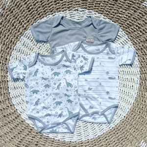 Promo 3 Jumper Bayi Baru Lahir Murah Seri Abu-Abu Motif TerBaru 2025 Halus Lembut Jamper Jumsuit Bayi Newborn 0-6 Bulan Laki Laki Perempuan Pou Baby