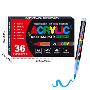Acrylic Markers Brush Tip Paint Marker 12-72 Colors Acrylic Paint Pen for Rock Canvas Wood Ceramic Adult Coloring DIY Crafts