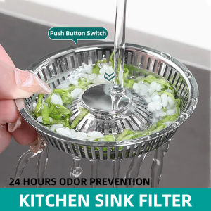 Anti-Odor Kitchen Sink Strainer Pop-Up Stopper Anti-Clogging Sink Plug With Strainer Basket Removable Design