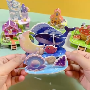 Kartu puzzle tiga dimensi 3D / Rakitan tangan siswa diy / mainan anak-anak 3D / Souvenir pesta ulang tahun / mainan edukatif