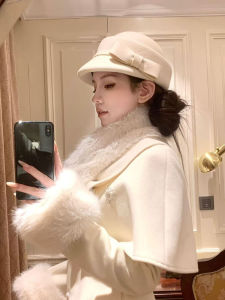 Elegant Woolen Horse Riding Hat for Women with Bow Detail Street Style Fashionable Autumn Winter Cap round Top Short Brim